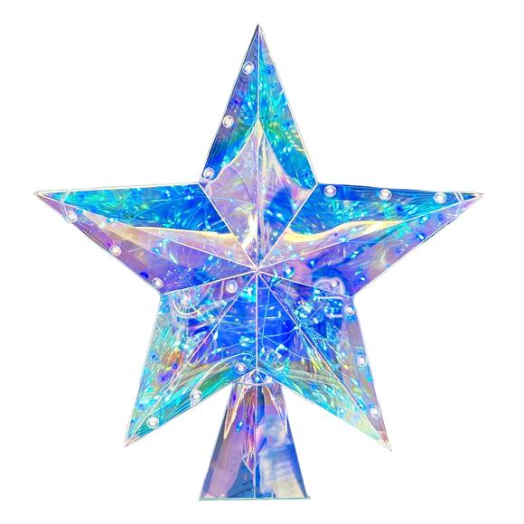 Light Up LED Iridescent 3D Twinkling Star Christmas Tree Topper 12" Multi Lit - Picture 11 of 15